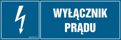 Znak HH019 Wyłącznik prądu, 150x50 mm, PN - Płyta 1 mm