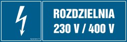 Znak HH028 Rozdzielnia 230 V/400 V, 150x50 mm, PN - Płyta 1 mm