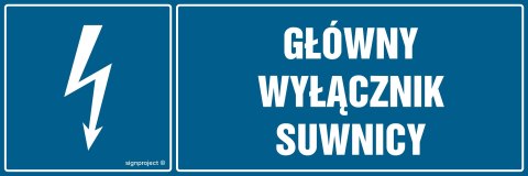 Znak HH034 Główny wyłącznik suwnicy, 150x50 mm, PN - Płyta 1 mm