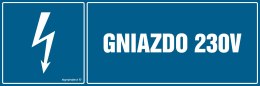 Znak HH036 Gniazdo 230 V, 200x67 mm, PN - Płyta 1 mm