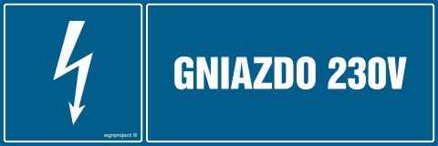 Znak HH036 Gniazdo 230 V, 200x67 mm, PN - Płyta 1 mm