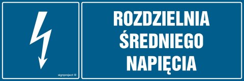 Znak HH043 Rozdzielnia średniego napięcia, 200x67 mm, PN - Płyta 1 mm