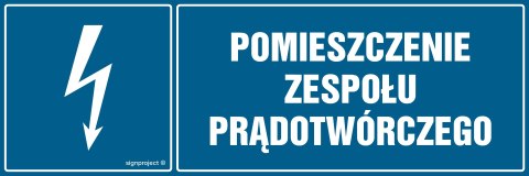 Znak HH048 Pomieszczenie zespołu prądotwórczego, 300x100 mm, PN - Płyta 1 mm