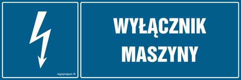 Znak HH055 Wyłącznik maszyny, 300x100 mm, PN - Płyta 1 mm