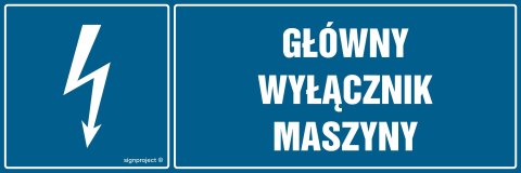 Znak HH056 Główny wyłącznik maszyny, 200x67 mm, PN - Płyta 1 mm