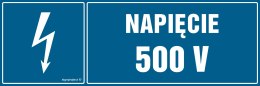 Znak HI002 Napięcie 500 V, 300x100 mm, FN - Folia samoprzylepna