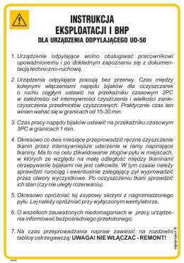 IAA23 Instrukcja eksploatacji i BHP dla urządzenia odpylającego UO-50, 245x350 mm, FN - Folia samoprzylepna