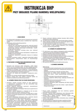 IAB07 Instrukcja BHP przy obsłudze pilarki ramowej wielopiłowej, 245x350 mm, PN - Płyta 1 mm