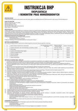 IAC08 Instrukcja BHP eksploatacji i remontów pras mimośrodowych, 245x350 mm, PN - Płyta 1 mm
