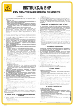 IAE25 Instrukcja BHP przy magazynowaniu środków chemicznych, 245x350 mm, FN - Folia samoprzylepna