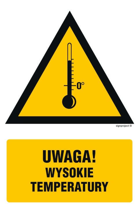 Znak JA015 Ostrzeżenie przed wysokimi temperaturami - arkusz 9 naklejek, 50x75 mm, FN - Folia samoprzylepna