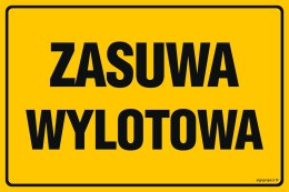 Znak JD013 Zasuwa wylotowa, 300x225 mm, BN - Płyta żółta 0,6mm