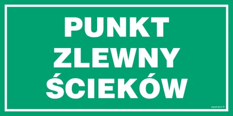 Znak JD023 Punkt zlewny ścieków, 200x100 mm, PN - Płyta 1 mm