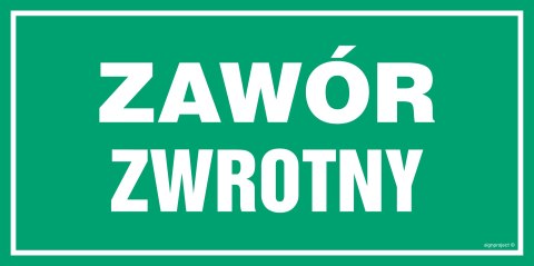 Znak JD025 Zawór zwrotny, 1000x500 mm, PN - Płyta 1 mm