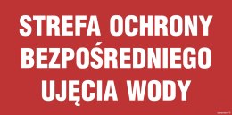 Znak JD032 Strefa ochrony bezpośredniego ujęcia wody, 300x150 mm, FN - Folia samoprzylepna