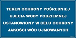 Znak JD037 Teren ochrony pośredniej ujecia wody podziemnej, 800x400 mm, FN - Folia samoprzylepna