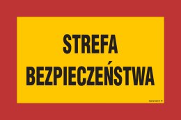 Znak JE006 Strefa bezpieczeństwa, 600x400 mm, BN - Płyta żółta 0,6mm