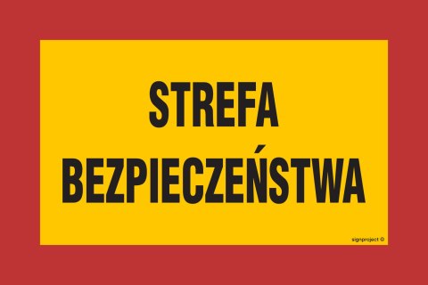 Znak JE006 Strefa bezpieczeństwa, 600x400 mm, BN - Płyta żółta 0,6mm