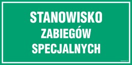 Znak JE016 Stanowisko zabiegów specjalnych, 300x150 mm, PN - Płyta 1 mm