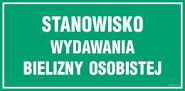 Znak JE019 Stanowisko wydawania bielizny osobistej, 300x150 mm, PN - Płyta 1 mm