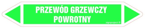 Znak JF365 PRZEWÓD GRZEWCZY POWROTNY - arkusz 2 naklejek, 563x100 mm, FN - Folia samoprzylepna