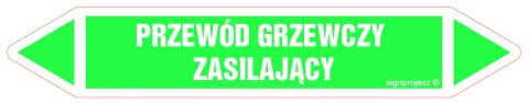 Znak JF366 PRZEWÓD GRZEWCZY ZASILAJĄCY - arkusz 2 naklejek, 563x100 mm, FN - Folia samoprzylepna