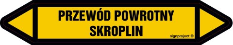 Znak JF371 PRZEWÓD POWROTNY SKROPLIN - arkusz 2 naklejek, 563x100 mm, FN - Folia samoprzylepna