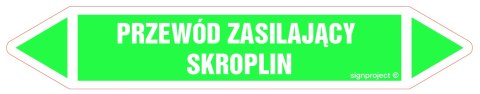 Znak JF379 PRZEWÓD ZASILAJĄCY SKROPLIN - arkusz 2 naklejek, 563x100 mm, FN - Folia samoprzylepna