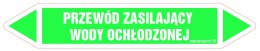 Znak JF381 PRZEWÓD ZASILAJĄCY WODY OCHŁODZONEJ - arkusz 2 naklejek, 563x100 mm, FN - Folia samoprzylepna