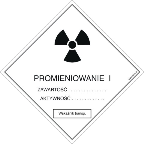 Znak KA003 Znak ostrzegawczy do oznakowania przesyłek transportowych kategorii I, 100x100 mm, PN - Płyta 1 mm