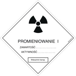 Znak KA003 Znak ostrzegawczy do oznakowania przesyłek transportowych kategorii I, 150x150 mm, PN - Płyta 1 mm