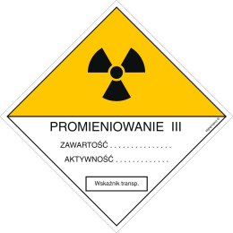 Znak KA005 Znak ostrzegawczy do oznakowania przesyłek transportowych kategorii III, 150x150 mm, PN - Płyta 1 mm