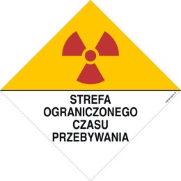 Znak KA008 Znak ostrzegawczy do oznakowania strefy ograniczonego czasu przebywania, 230x230 mm, PN - Płyta 1 mm