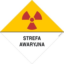 Znak KA009 Znak ostrzegawczy do oznakowania strefy awaryjnej, 230x230 mm, PN - Płyta 1 mm