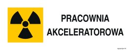 Znak KA017 Znak ostrzegawczy do oznakowania pracowni akceleratorowej, 250x100 mm, PN - Płyta 1 mm