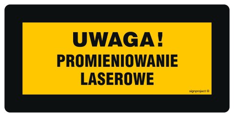 Znak KB002 Uwaga! Światło laserowe, 200x100 mm, PN - Płyta 1 mm