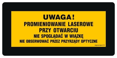 Znak KB007 Uwaga niewidzialne promieniowanie laserowe, 200x100 mm, PN - Płyta 1 mm