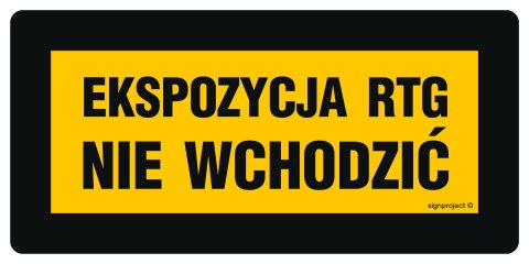 Znak KB009 Strefa ochronna promieniowania elektromagnetycznego nieupoważnionym wstęp wzbroniony, 400x300 mm, BN - Płyta żółta 0,