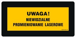 Znak KB011 Uwaga! widzialne i niewidzialne promieniowanie laserowe, 200x100 mm, PN - Płyta 1 mm