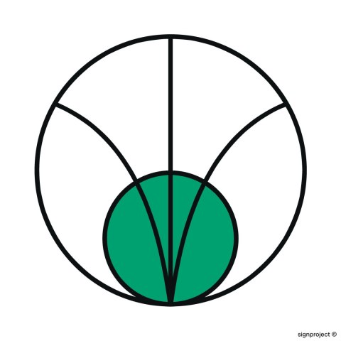 Znak KC002 Strefa bezpieczna, 100x100 mm, PN - Płyta 1 mm