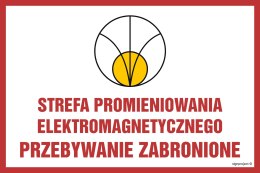 Znak KC006 Strefa promieniowania elektromagnetycznego, 225x150 mm, FN - Folia samoprzylepna