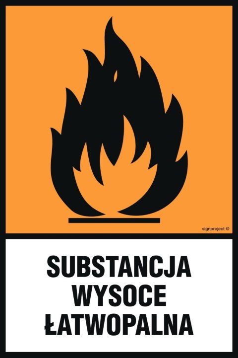 Znak LB012 Substancja wysoce łatwopalna, 250x375 mm, FN - Folia samoprzylepna