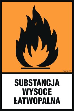 Znak LB012 Substancja wysoce łatwopalna, 300x450 mm, FN - Folia samoprzylepna