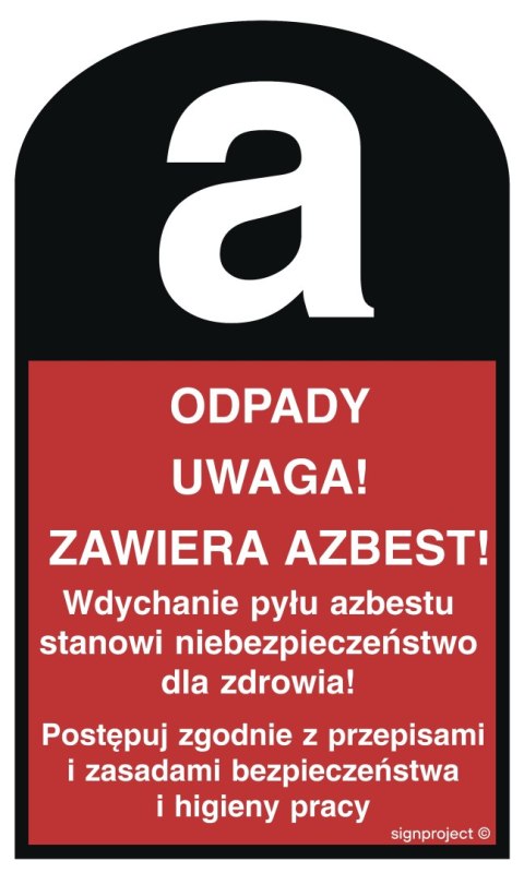 Znak LC004 Uwaga! Zawiera azbest - arkusz 15 naklejek, 30x50 mm, FN - Folia samoprzylepna