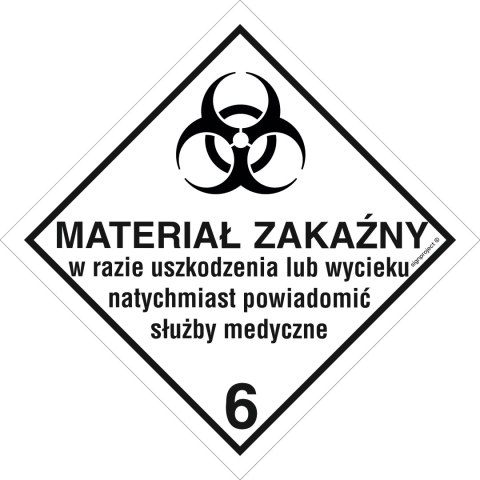 Znak MB019 Materiały zakaźne, 100x100 mm, FN - Folia samoprzylepna