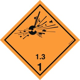 Znak MB031 Substancje i przedmioty wybuchowe. Klasa 1. Podklasa 1.5, 100x100 mm, FN - Folia samoprzylepna