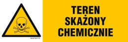 Znak NA001 Teren skażony chemicznie, 600x200 mm, FN - Folia samoprzylepna