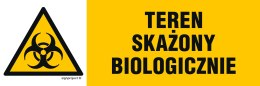 Znak NA002 Teren skażony biologicznie, 600x200 mm, FN - Folia samoprzylepna