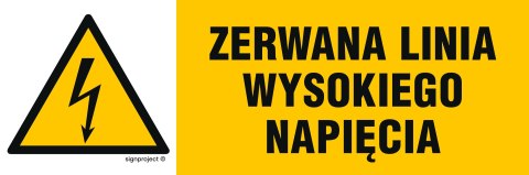 Znak NA004 Zerwana linia wysokiego napięcia, 1050x350 mm, FN - Folia samoprzylepna