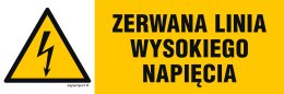 Znak NA004 Zerwana linia wysokiego napięcia, 600x200 mm, PN - Płyta 1 mm